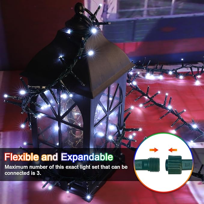 LAMPHOME 500 LED Christmas Outdoor Twinkle String Lights Extendable Holiday DecorationPlug in Lights with 8 Functions and Timer Waterproof for Outdoor Home Party Wedding Bedroom-White