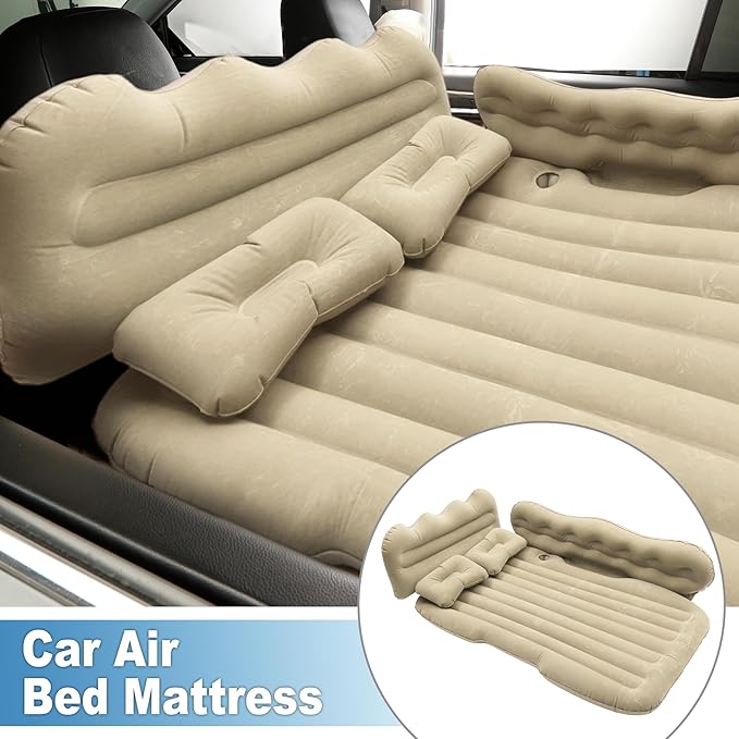 Car Air Mattress Sleeping Mat Comfortable 50.39x30.31x5.91 Back Seat Bed Camping Air Mattress Bed with Pillows for Car SUV