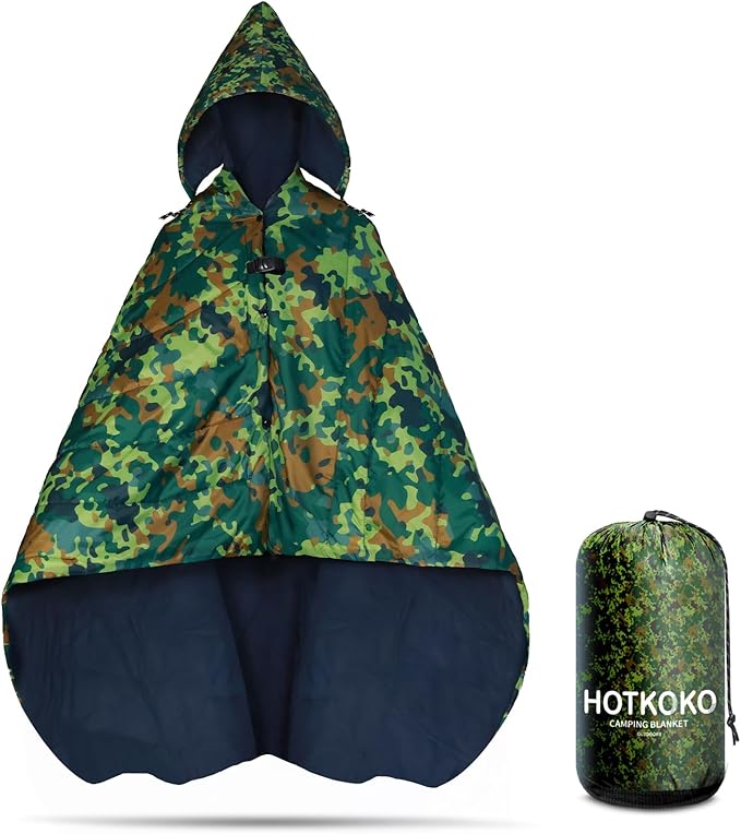 Waterproof Stadium Blanket Fleece Camping Blanket Soft Warm Wearable Camp Blanket for Outdoor Camping Picnic Stadium Sports Beach Car