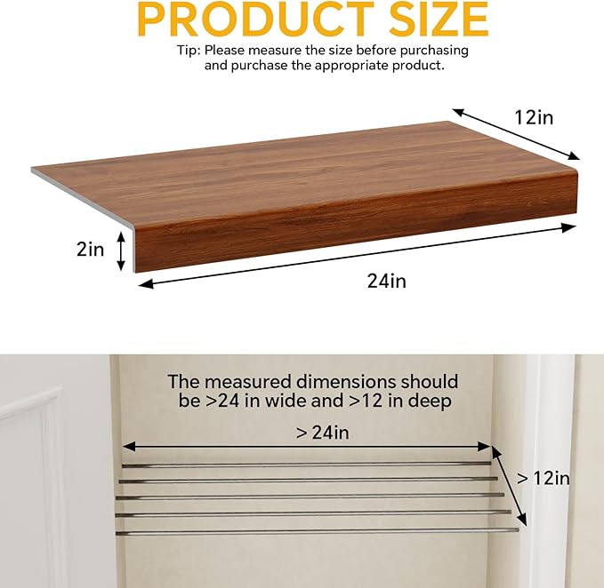 6 PCS Wire Rack Covers for Pantry Wood Grain 24'' W * 12'' D (Ready to Use) Faux Wood Shelf Covers for Wire Shelving Rustic Closet Shelves Covering Toppers - Bathroom Kitchen Garage (Brown)