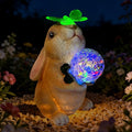 Hogni Solar Bunny Garden Statue Outdoor Decor Rabbit Figurines with LED Light Waterproof Solar Powered Yard Art for Patio Balcony Lawn Cute House Warming &amp Birthday Gifts for Mom Grandma Wo