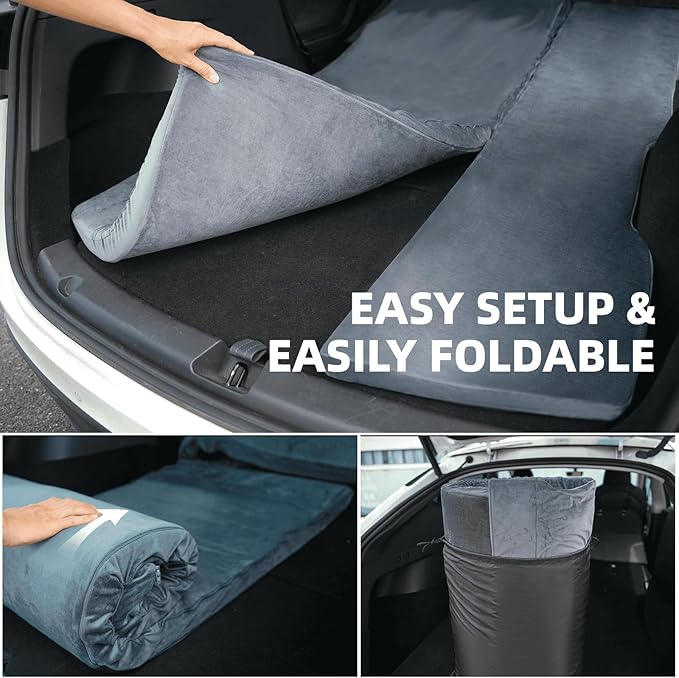Tesla Model Y Camping Mattress Pad 3 Inch Memory Foam Sleeping Pad Foldable Mattress for SUV Car Bed Conversion Portable Foam Pad for Road Trips and Travel