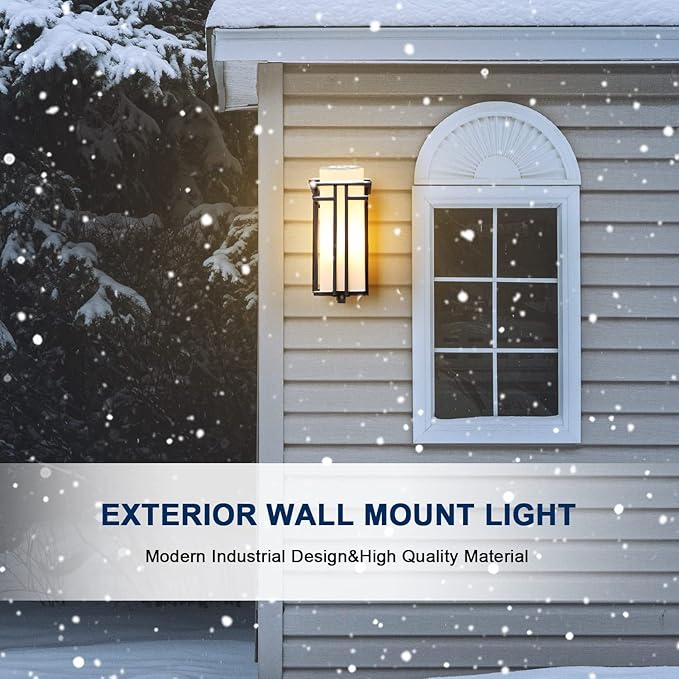Large Outdoor Wall Lights 15.35 H x 6.7 W Waterproof Wall Lantern Exterior Light Fixture for Entryways Yards Garage Front Porch Metal Frame with Frosted Glass Black (Large)