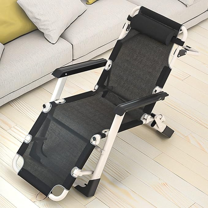 Padded Lawn Chair Lounge Chair Adjustable Recliner W/Pillow Outdoor Camp Chair for Poolside Backyard Beach Support 440lbs (Without Cotton Cushion