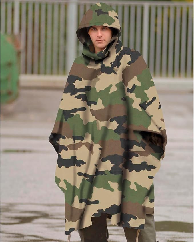Mil-Tec Adult Ripstop Wet Weather Lightweight Waterproof Multi-Use Rain Poncho with Hood - Use as Bivouac Sack Shelter Tent