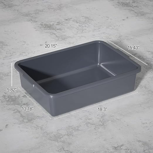 6 Packs 24 L Commercial Bus Tub Plastic Bus Tubs Deep Gray