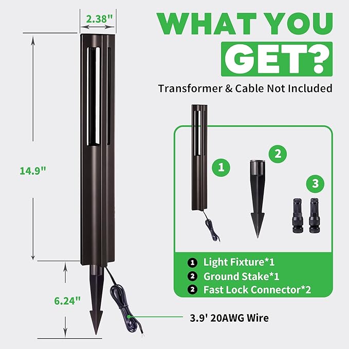 Low Voltage Pathway Lights 12V LED Landscape Path Lights Outdoor Waterproof Wired 3W 110LM ORB Aluminum Garden Yard 12 Pack