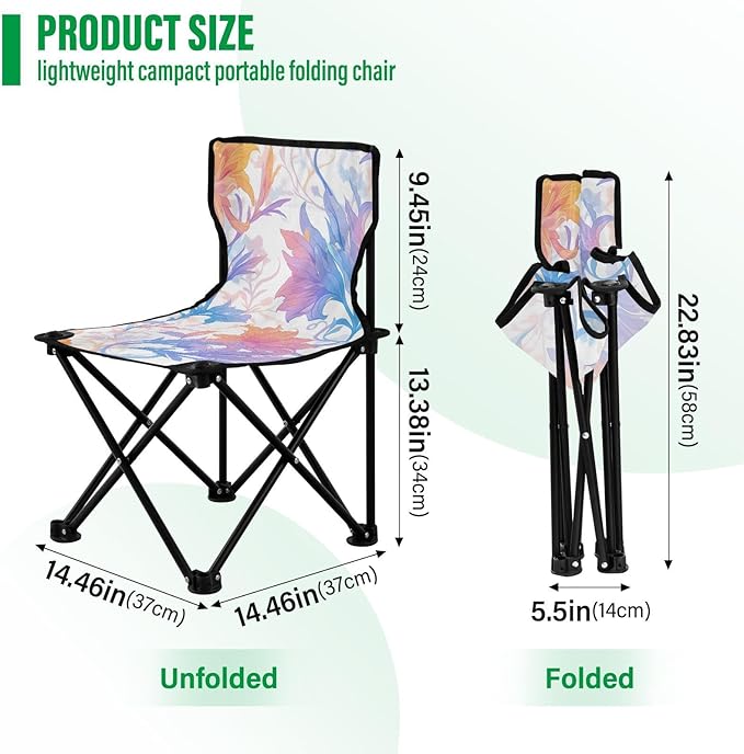 Orange-Purple Iris Portable Camping Chairs Folding Chair - Durable Oxford Fabric Lightweight Iron Frame Easy Fold Design - Ideal for Outdoor Activities Camping Fishing and Travel