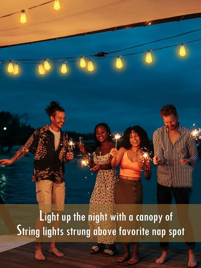 DAMAING String Lights for Outside 300FT shatterproof connectable Patio Lights Outdoor 3 Pack x 100FT with 156 PCS Vintage dimmable LED Edison BulbsWaterproof Hanging Lights for BackyardDeck