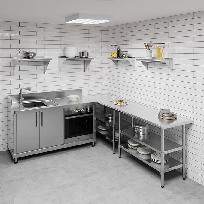 AmGood 10 X 24 Stainless Steel Wall Shelf | Metal Shelving | Garage Laundry Storage Utility Room | Restaurant Commercial Kitchen | NSF