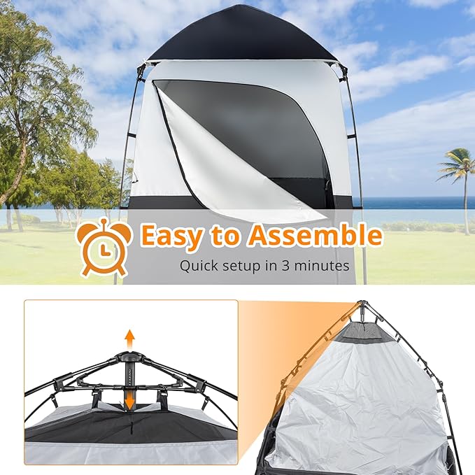 VINGLI 6.8FT Shower Tent Large Instant Pop Up Shelter with Mesh Floor &amp Carrying Bag Privacy Changing Room Tent for Toilet Camping Dressing Lightweight &amp Sturdy Easy Set Up