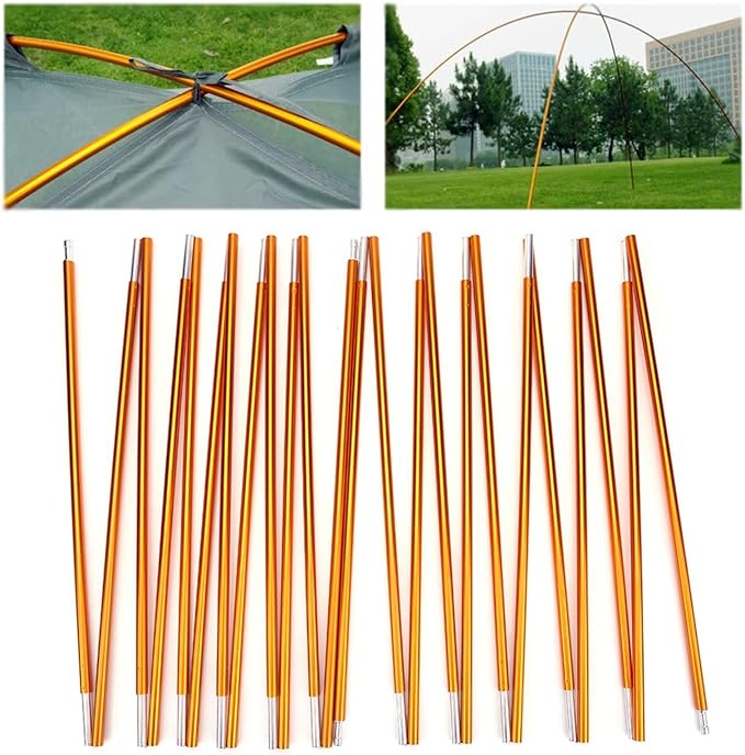 Tent Poles Replacement Lightweight Tent Pole Repair Kit -24 Sections Aluminum Alloy Anti- Windproof Tent Poles Awning Poles for Outdoor Camping