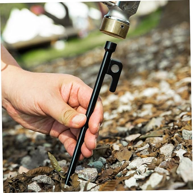 Balacoo 10Pcs Heavy Duty Metal Tent Stakes Ground Pegs for Camping and Durable Cast Fixing for Outdoor Tents and Canopies Easy to Carry Includes Storage Bag