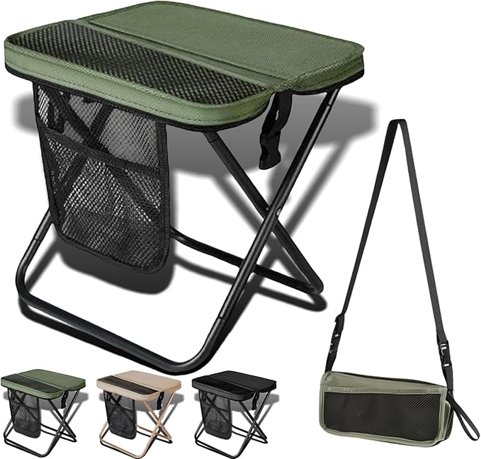 2026 New Portable Foldable Backpack Stool Lightweight Camping Chair with Carrying Bag for Adults Perfect for Hiking Fishing Picnic Outdoor Activities (Green Large)