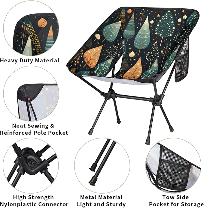 Honeybaby Folding Camping Chair Lovely Trees Camping Chairs Lightweight Portable Chair Outdoor Foldable Chairs for Camping Travel Picnic Beach Hiking