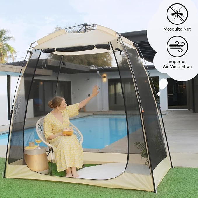 EighteenTek Screen House Gazebo 2-4-6 Person Pop Up Screen Tent Instant Screen Room with Carry Bag Outdoor Mosquito Tent Pop-Up Sun Shade Shelter for Patio Garden Backyard Deck