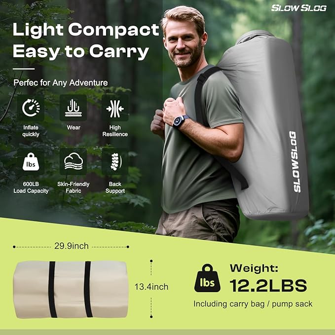 Self-Inflating Sleeping Pad with Portable Electric Air Pump 4in Thick Memory Foam Camping Mattress for Tent Cot &amp Car Travel Fast Inflate &amp Deflate Camping Pad