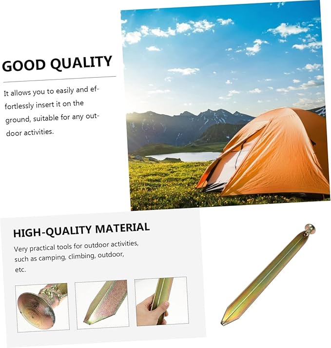 1Pc Golden Iron Tent Peg Durable Camping Fixing Nail for Outdoor Travel Smooth Surface Stable Support for Tent Supplies