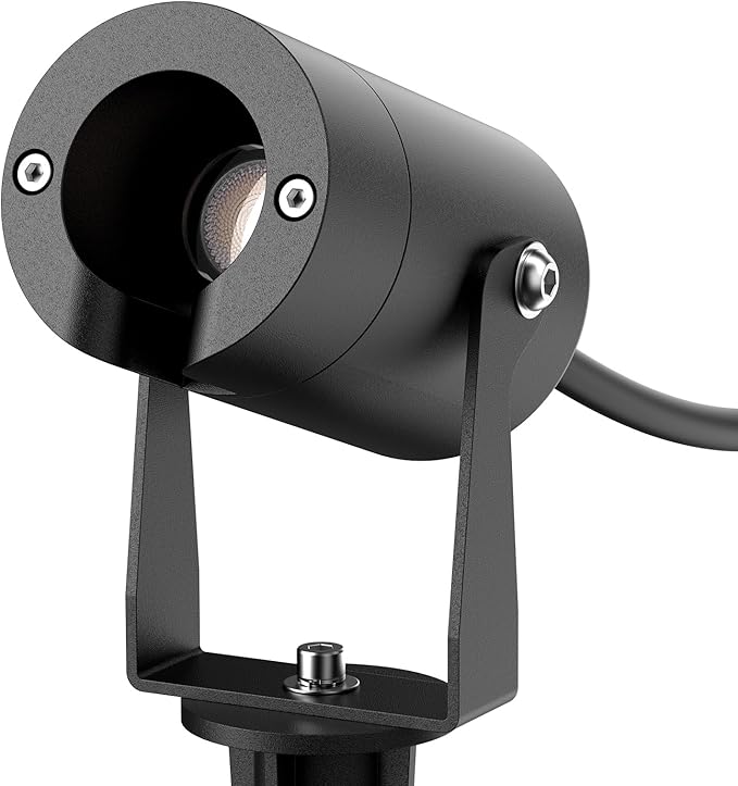 Low Voltage Landscape LED Spotlight 3W 12V AC/DC Outdoor Waterproof Garden Lights for Yard Pathway Tree Up Lighting Warm White 3000K High CRI 95+ Heavy Duty Light Fixture Black