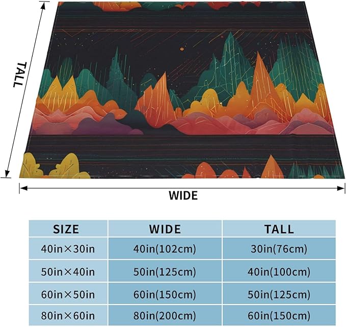 Line Pattern 80x60 Printed Soft Fleece Blanket for Sofa Bed and Camping - Cozy Blanket for Travel Picnics Nighttime Use
