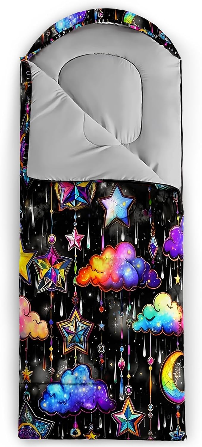 AILONEN Cartoon Camping Sleeping Bag for Boys Girls AdultsLightweight &amp Waterproof3 Season Warm &amp Cold WeatherPortablePrinted Sleeping BagTravelingCampingHiking