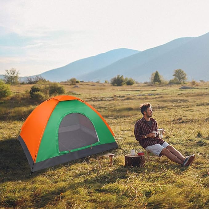 Outvita Camping Dome Tent 1-4 Person Waterproof Windproof Easy Setup Spacious Family Tents with Carry Bag &amp Rain Fly for Hiking Backpacking Traveling Glamping Beach