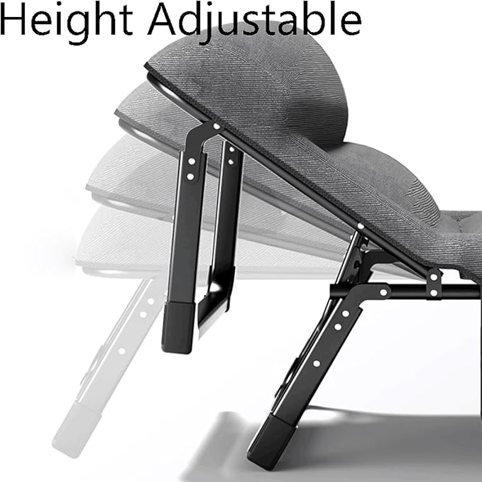 Portable Steel Foldable Camping Bed Height Adjustable Foldable Bed Breathable Camping Cot for Outdoor Office Widen 70cm/27.5in Comfortable