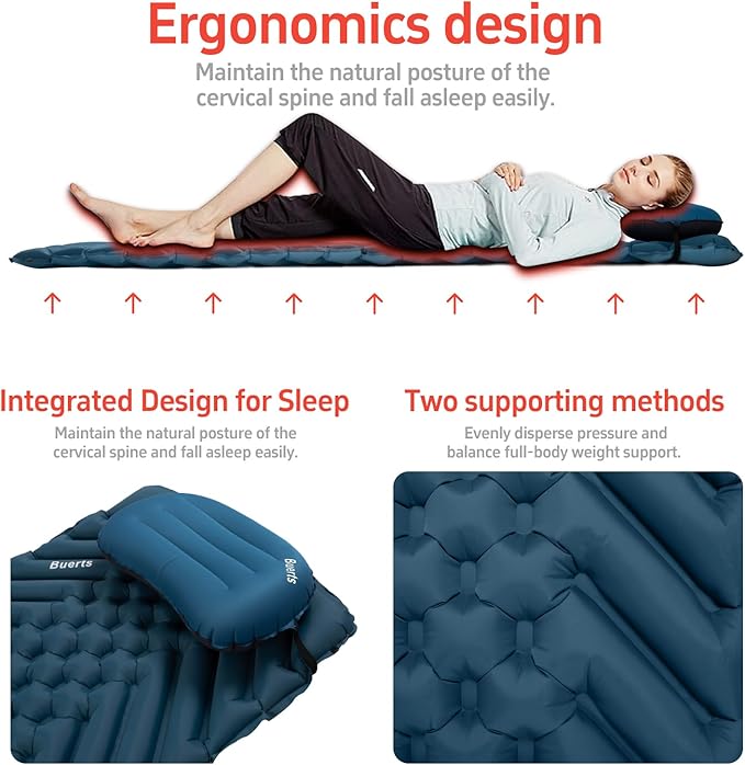 Camping Sleeping mat and Inflatable Pillow - Set Portable Ultra-Light Thickened Quick to inflate in 30s can be Spliced. Suitable for Backpacking Hiking Camping and Other Scenes