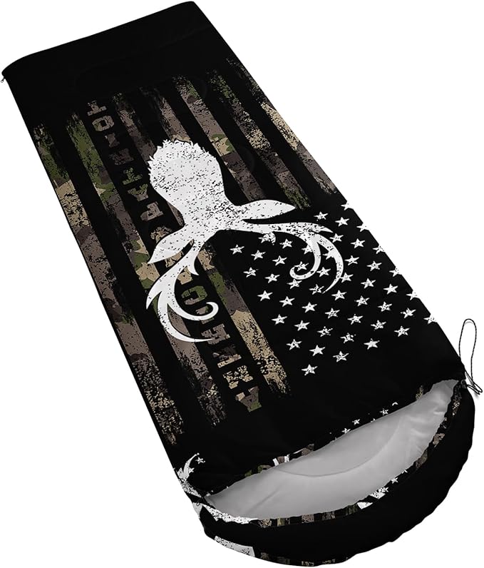 Axolotl Deer Camo Sleeping Bag Deer Antlers Army Camouflage Camping Bag in Warm Cold Weather US Flag Wild Animal Hunting Waterproof Backpacking for Traveling Outdoor Camping Gear Gear Equipment
