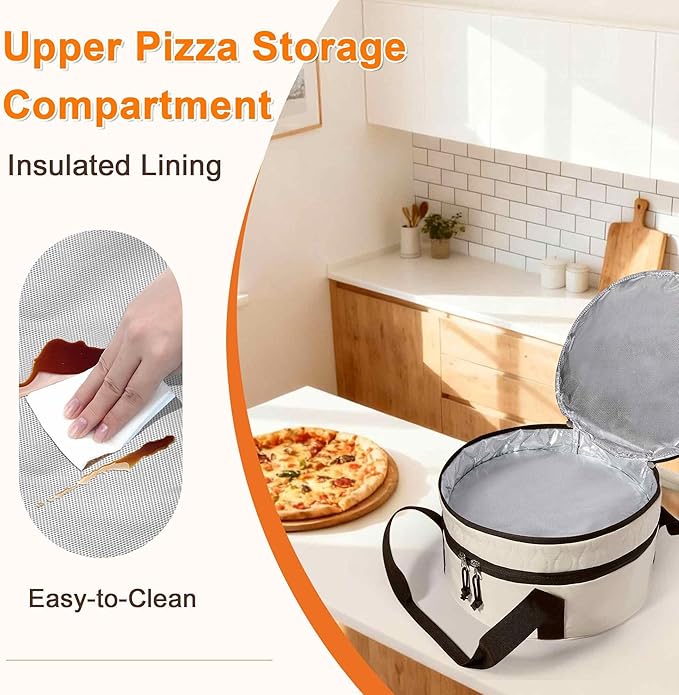 Trunab Round Double Insulated Casserole Carrier Pie Carriers for Transport Casserole Dish Carrier Bag for Hot or Cold Food Wavy Texture for Camping Picnics Party