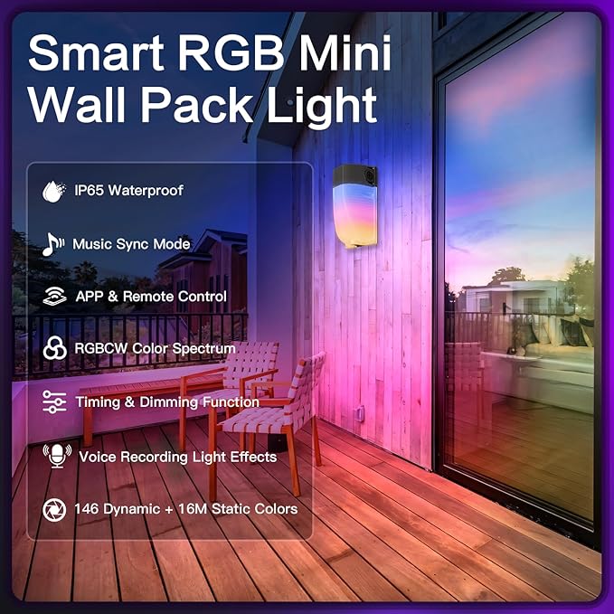 Outdoor Wall Light2Pack 30W RGBCW LED Wall Pack Light with Photocell146 Scene ModesIP65 Waterproof for Outdoor DecorDIY Lighting EffectsCommercial Security Lighting Garage WarehouseETL