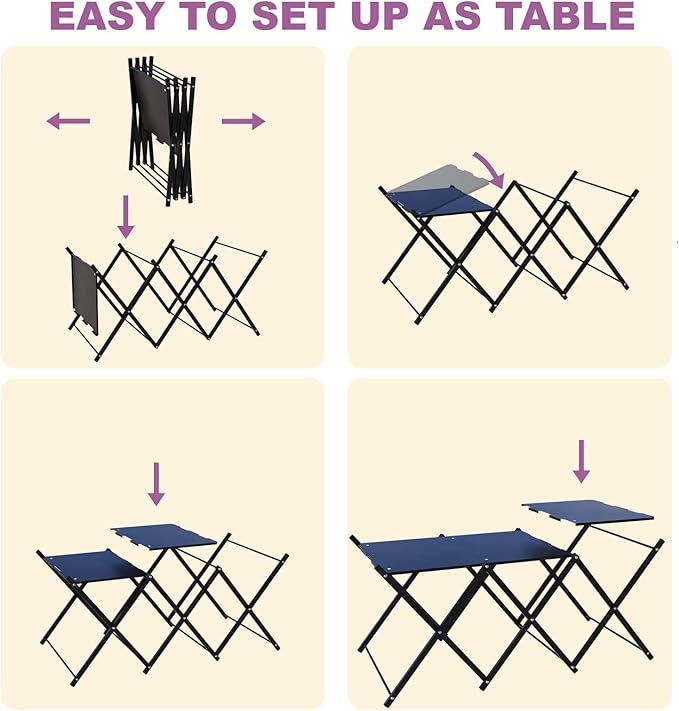 Folding Camping Table &amp Shelf 2-in-1 Portable Aluminum Picnic Table and 3-Tier Storage Rack Lightweight Low Table with Carrying Bag for Outdoor Beach Picnic BBQ and Party