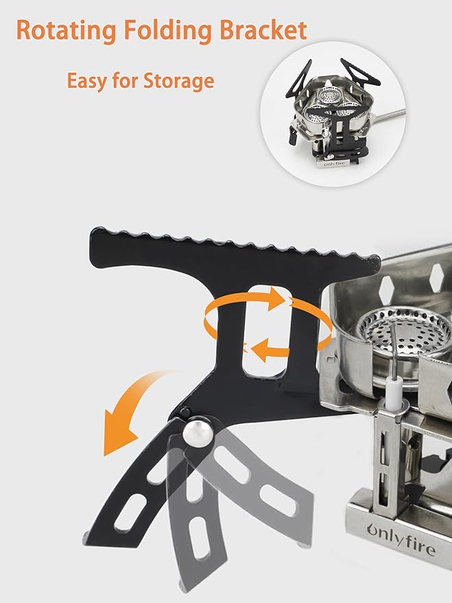 ONLYFIRE OUTDOOR LIVING Portable Camping Stove with 1LB Propane Gas Adapter Backpacking Stove Piezo Ignition Mini Camp Stoves with Carry Bag for Outdoor Cooking Picnic Hiking Emergency 6800W GS334