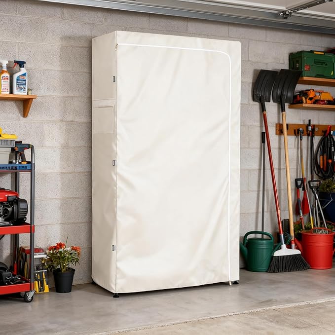 Storage Shelf Covers for Wire Shelving600D Heavy Duty Outdoor Waterproof Dustproof Shelf CoverStorage Rack Cover for Wire Shelf with zipper48''W x 18''D x 82''HWhite
