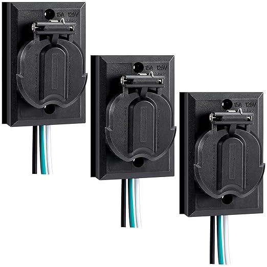 3 Packs Lamp Post Outlet 125V 15A Grounded Electrical Outlet Energy Saving Light Pole Plug for Outdoor Lamp Post and Poles Energy Saving and Weather Resistant UL Listed Black