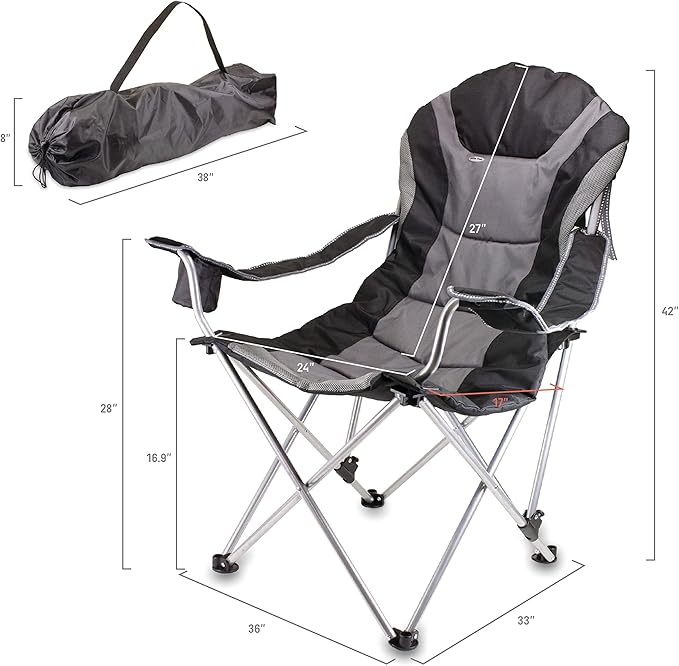 Picnic TIME NFL Unisex-Adult NFL Reclining Camp Chair Beach Chair for Adults Sports Chair with Carry Bag