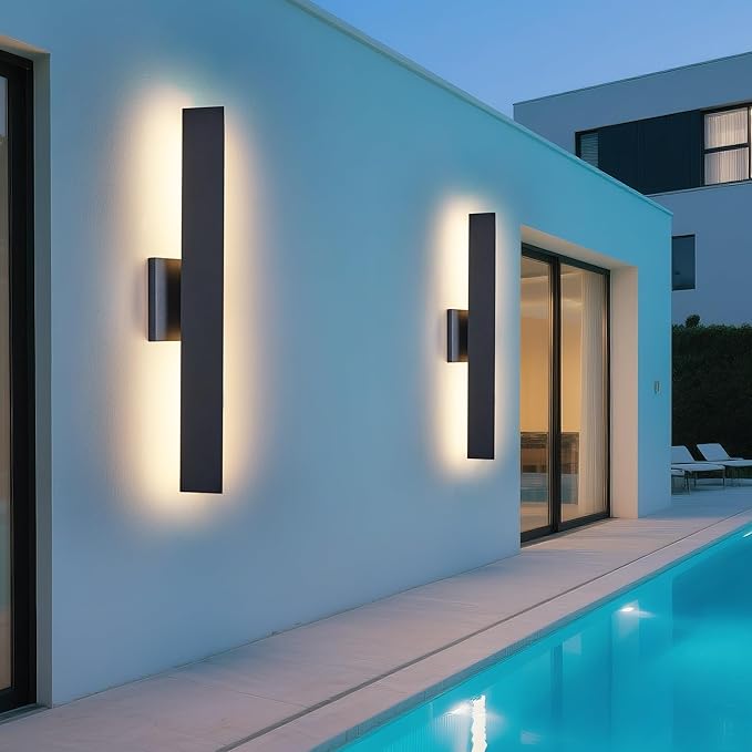 Modern Outdoor Porch Light Patio Lamp in 20W 3000K Integrated LED with Aluminum Triangle &amp Frosted Glass IP65 Waterproof Wall Sconce2 Pack(Textured Black)Can Installed in Any Direction.