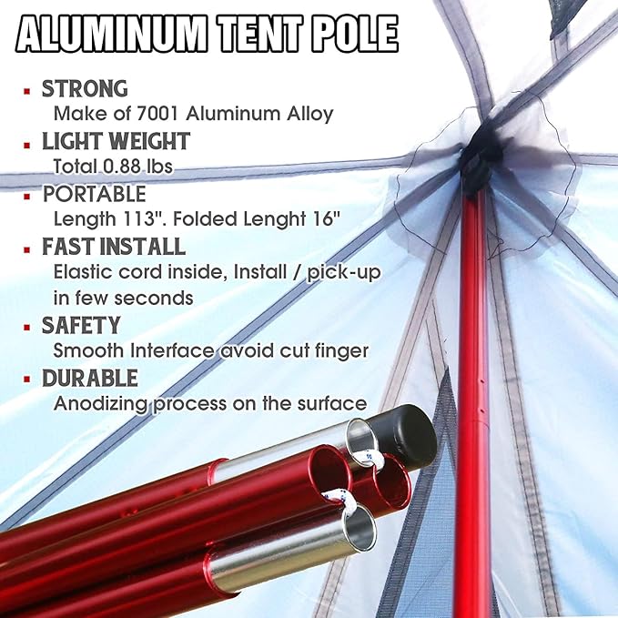 DANCHEL OUTDOOR Backpacking Hot Tent with Stove Jack 4 Season Lightweight Tipi Tent for 2/4/6 Person Winter Camping Hunting 10.5FT-16.4FT