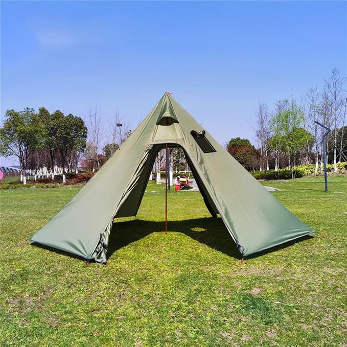 Tipi Hot Tent with Fire Retardant Stove Jack for Flue Pipes 2~3 Person Lightweight Teepee Tents for Family Team Outdoor Backpacking Camping Hiking