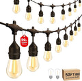 50FT LED Outdoor String Lights with 15+2 Shatterproof Bulbs IP65 Waterproof Commercial Grade Patio String Lights for Outside Porch Backyard Garden Deck Decor 2700K Dimmable