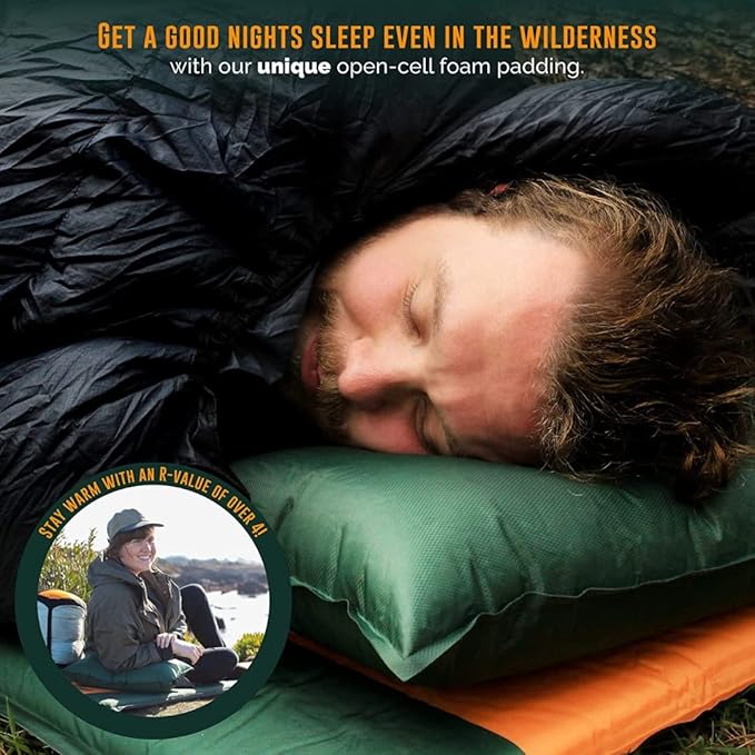 Camping Sleeping Pads and Camping Pillow Set - Ultralight Sleeping Pad for Camping Backpacking Pad and Hiking Sleeping Pad- Ultralight and Packable Floor Sleeping Mat and Pillow Set