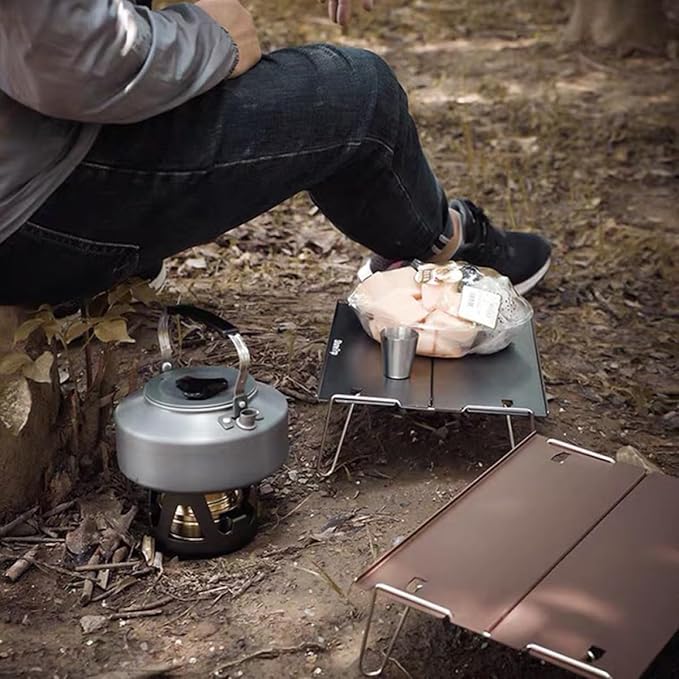 Didiseaon Portable Folding Camping Table Aluminum Mini BBQ Picnic Desk Lightweight Outdoor Side Table for Hiking and Backyard Use