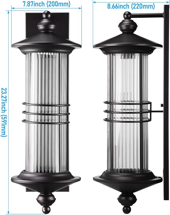 LEONLITE Large 23 Inch Outdoor Wall Lights Classical Style Wall Lantern Max 60W E26 Base Industrial Exterior Light Fixtures Wall Mount Porch Light Wall Sconce for Garage Oil Rubbed Bronze