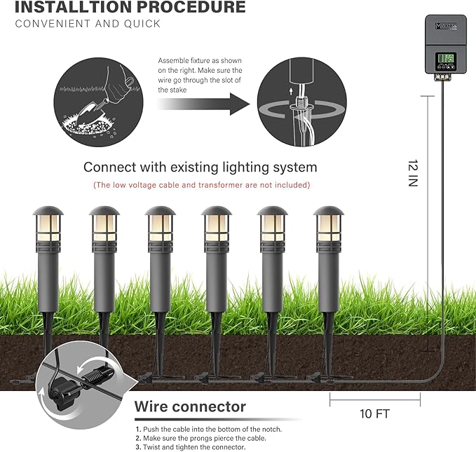VENUS MANUFACTURING 16Pack 12V Low Voltage Bollard Light Kits 3 Watt LED Landscape Lighting 3000K Warm White Weatherproof Outdoor Black Pathway Lights for Walkway Driveway Yard &amp Lawn