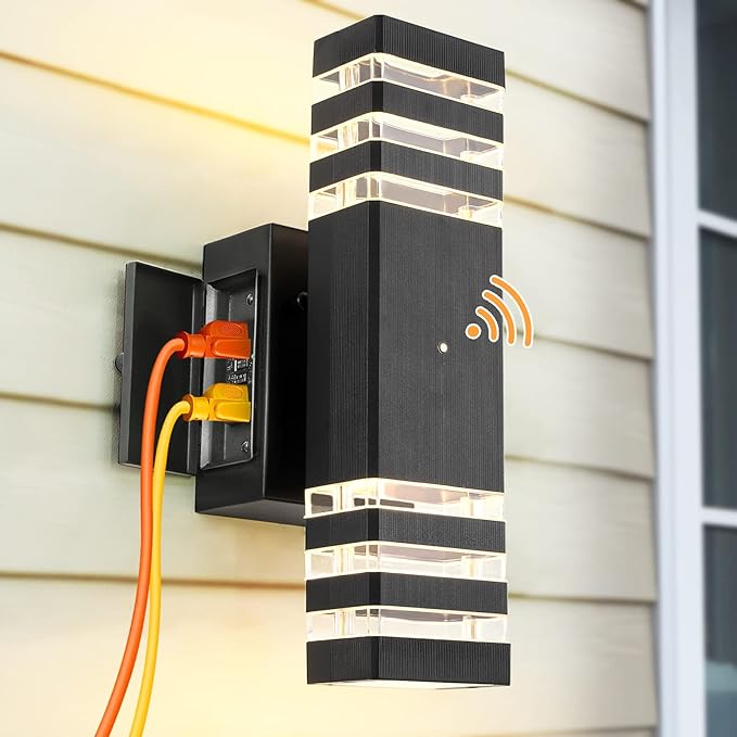 Dusk to Dawn Outdoor Light with GFCI Outlet Porch Light with 2 Sockets IP65 Waterproof Anti-Rust Outdoor Light Fixture with Outlet for House Porch Front Door