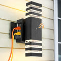 Dusk to Dawn Outdoor Light with GFCI Outlet Porch Light with 2 Sockets IP65 Waterproof Anti-Rust Outdoor Light Fixture with Outlet for House Porch Front Door