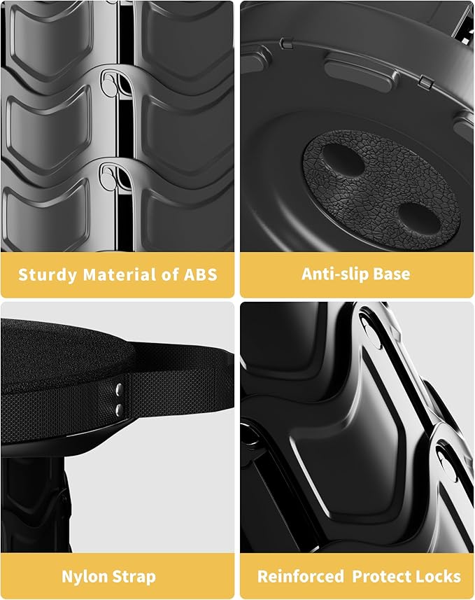 Upgraded Collapsible Stool with Detachable Cushion &amp Waterproof Bag - 400lbs Heavy Duty Portable Folding Stool for Adults Telescoping Camping Seat with Carrying Straps for Fishing Hiking Travel B