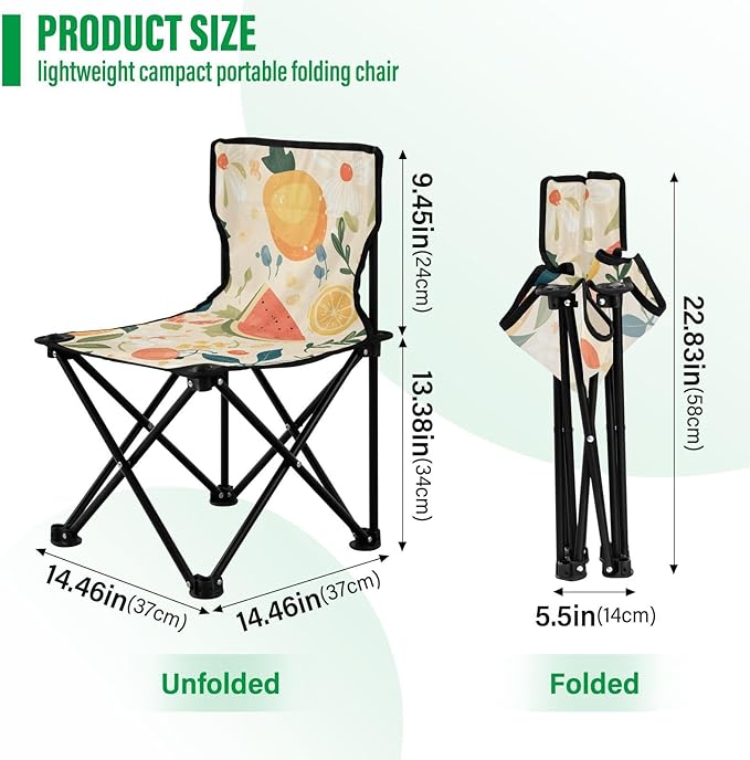 Lovely Fruits Portable Camping Chairs Folding Chair - Durable Oxford Fabric Lightweight Iron Frame Easy Fold Design - Ideal for Outdoor Activities Camping Fishing and Travel