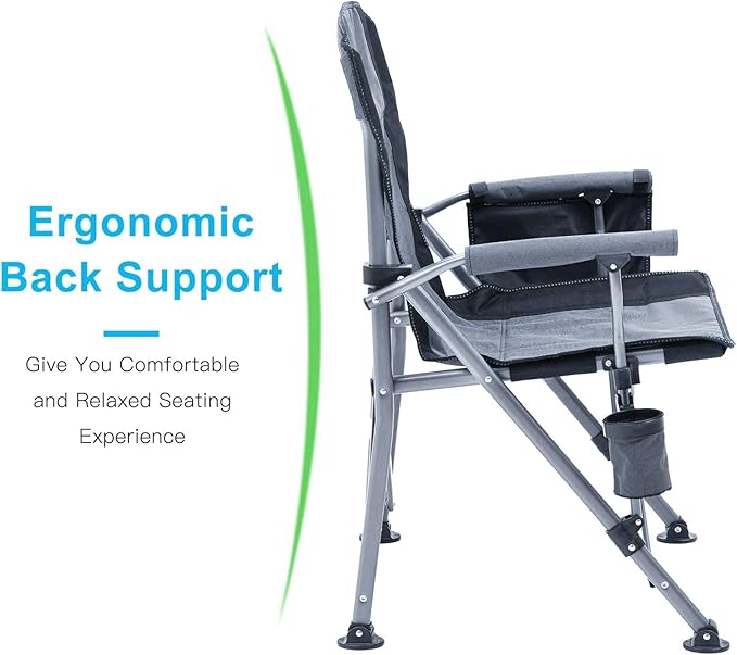 Camping Chair for AdultsPortable Folding Lawn Chair for OutsideHeavy Duty Camping Chair Support up to 330lbsCollapsible Outdoor Chair with Cup Holder(Grey)