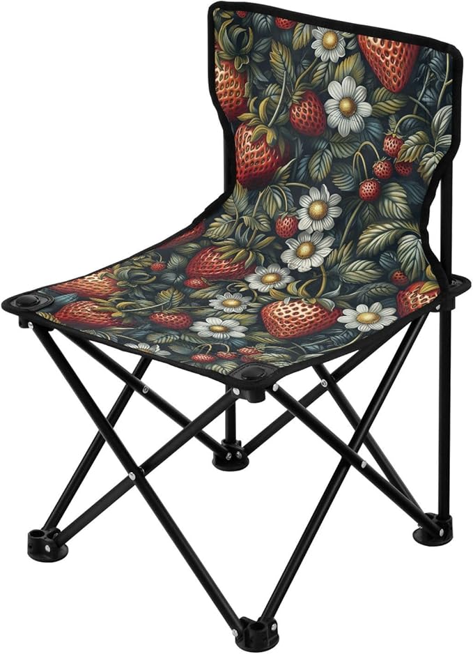 Fruit Strawberries Design Colorful Compact Camp Chair Ultra Lightweight Backpacking Chair Includes Carry Bag